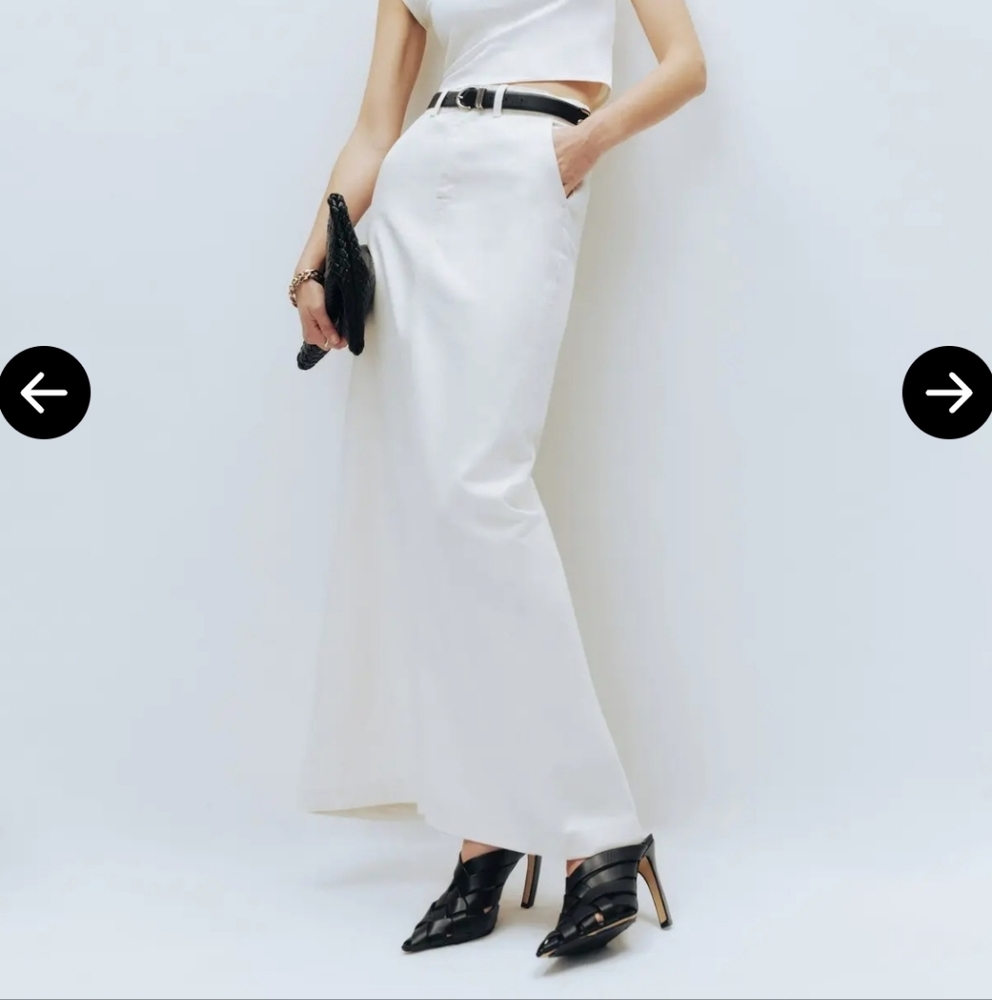 Reformation Myles Denim Maxi Skirt In Fior Di Latte - Picture 7 of 16